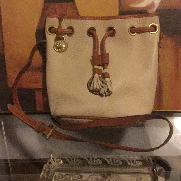DOONEY & BOURKE Vintage Cream Bag: Cognac Tan Trim